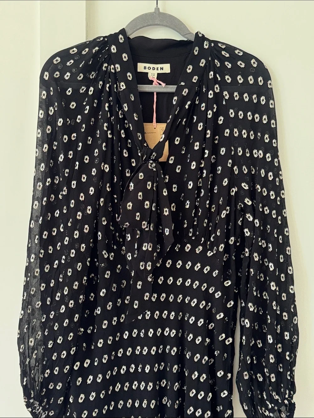 NWT Boden Tie Neck Midi Dress Size 14